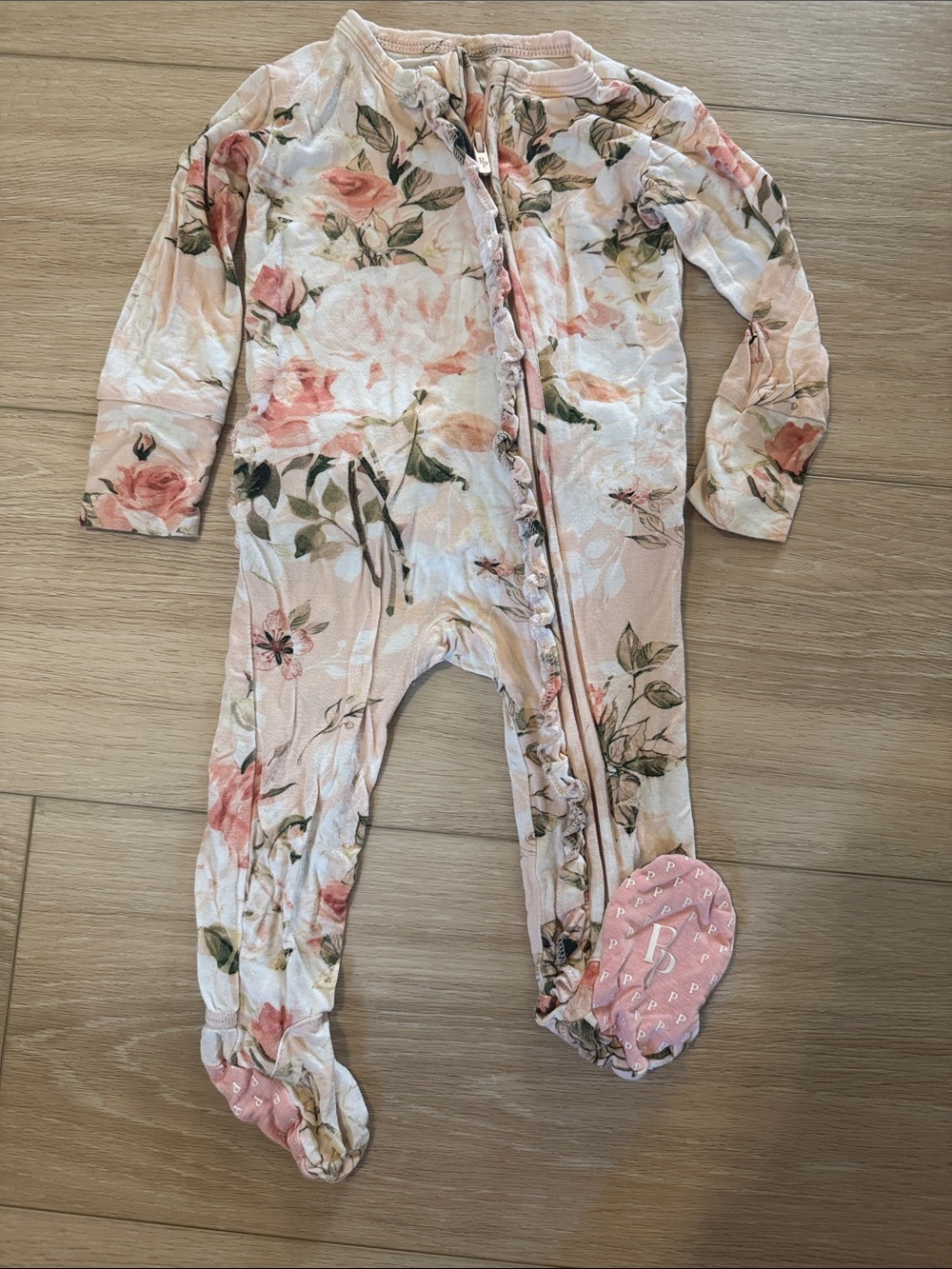 Posh Peanut Pink Floral Footed One-Piece